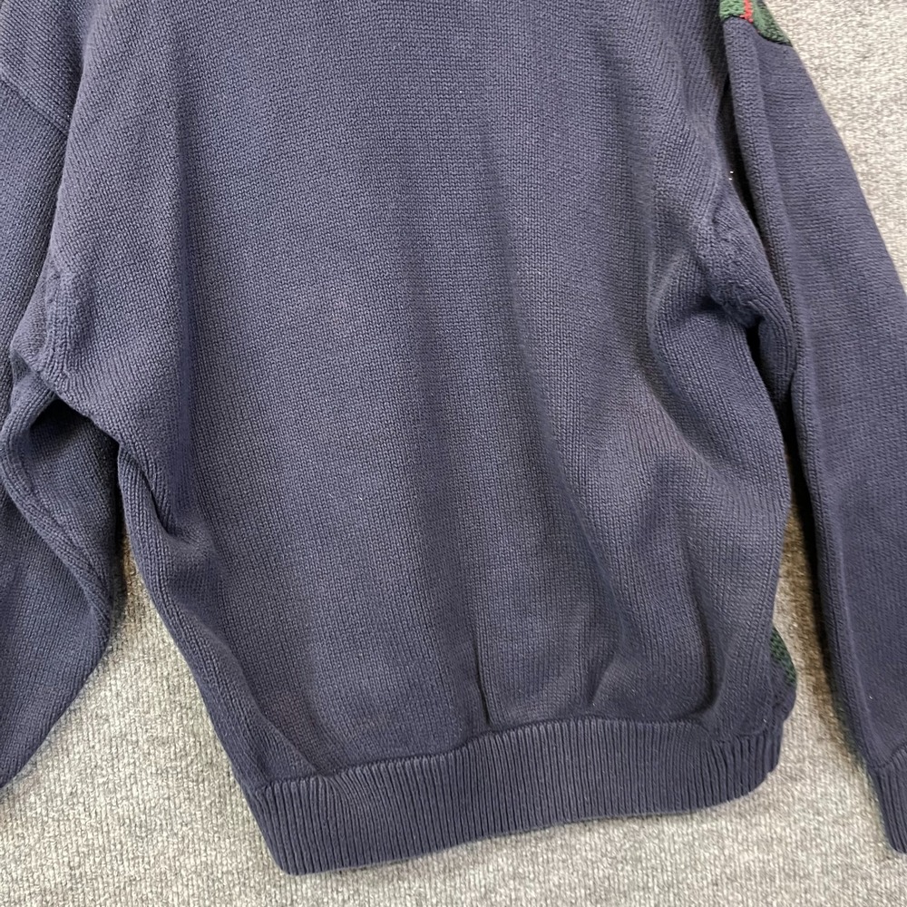 Vintage Tommy Hilfiger Sweater Mens Navy Green Knit Long Sleeve Pullover - Large - Picture 15 of 16
